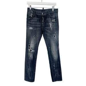 DSquared2 (IT 36) Cool Girl Paint Splatter Distressed Skinny Jeans Indie Sleaze